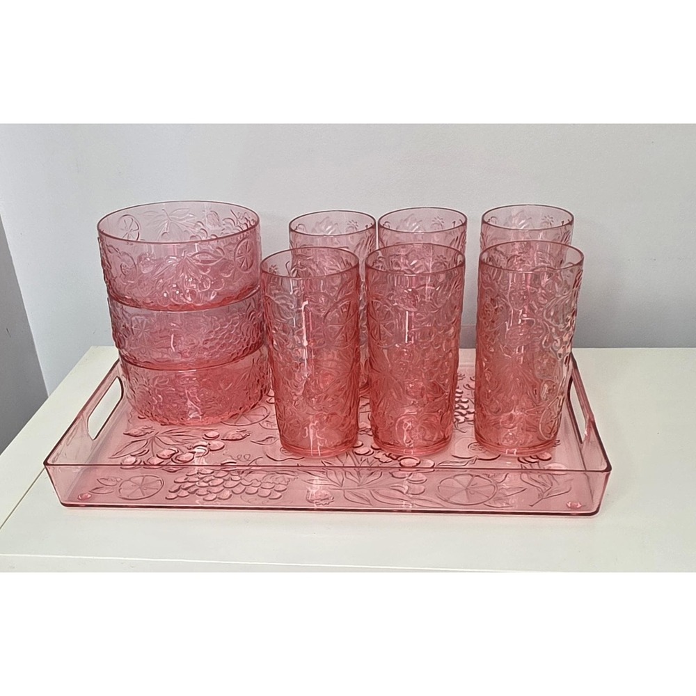 Vintage 1970s Pink Acrylic Serving Set